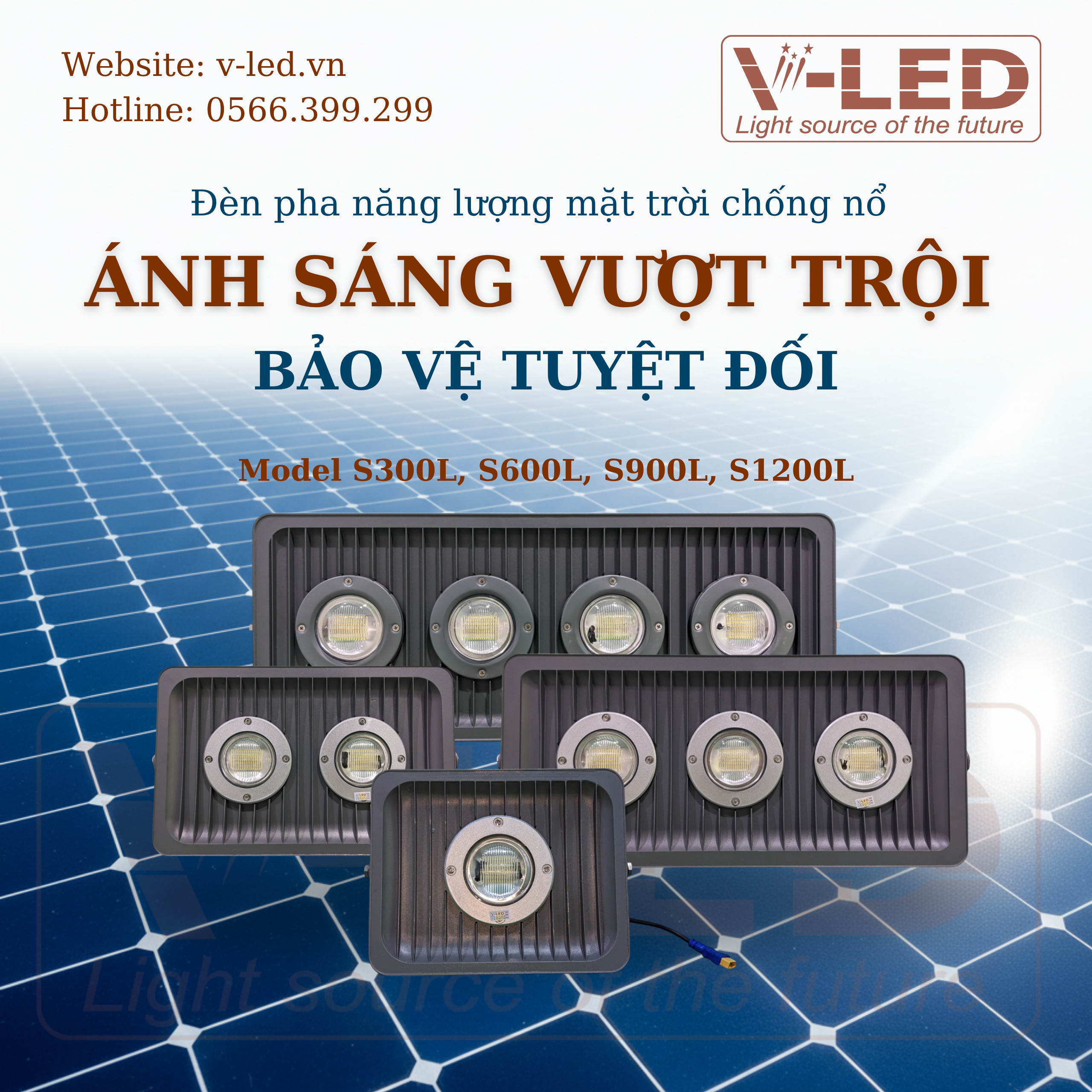 Đèn pha năng lượng mặt trời chống nổ 100W cao cấp V-Led - Ảnh 6