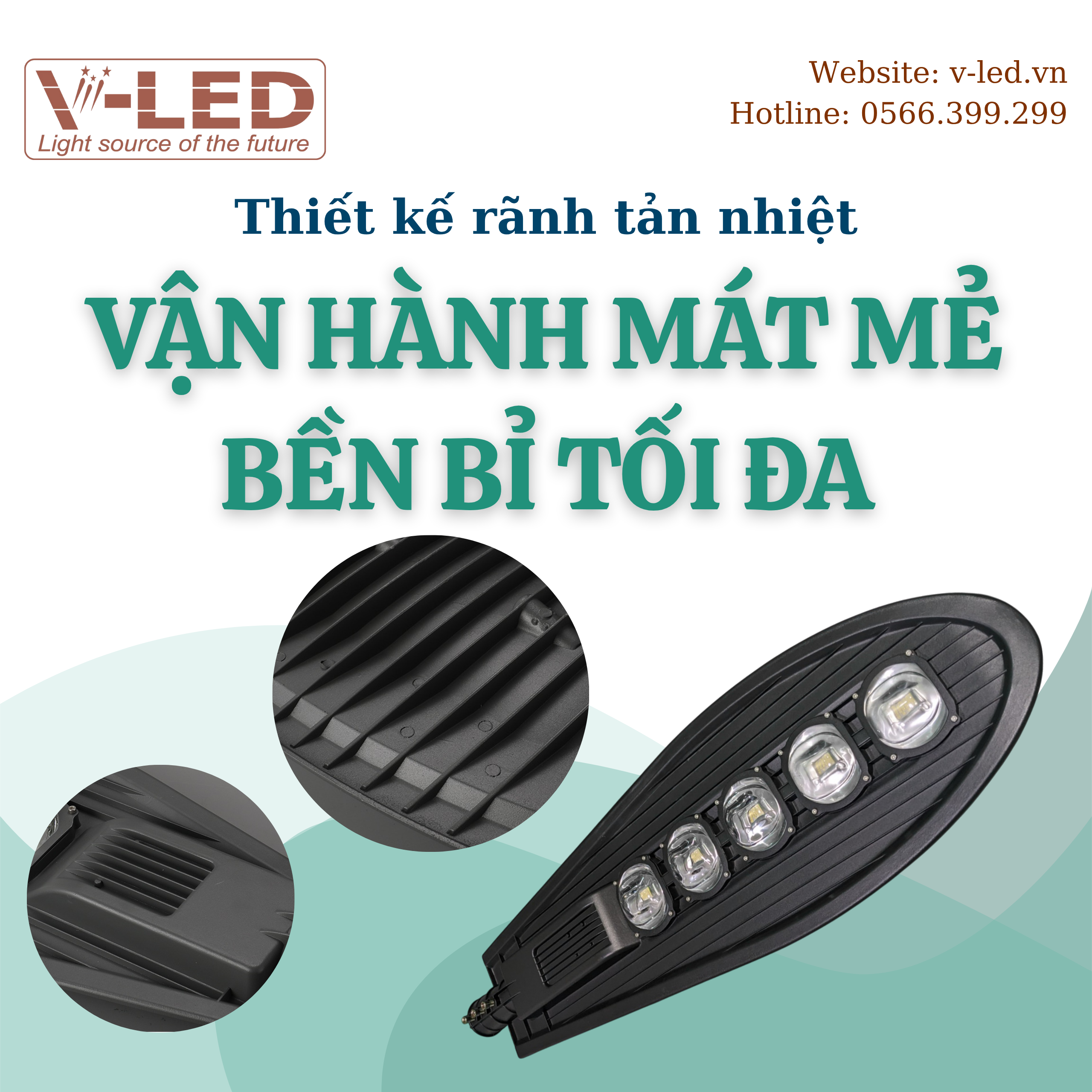 Đèn Đường Chiếc Lá 50W - V-LED LA50 - Ảnh 5