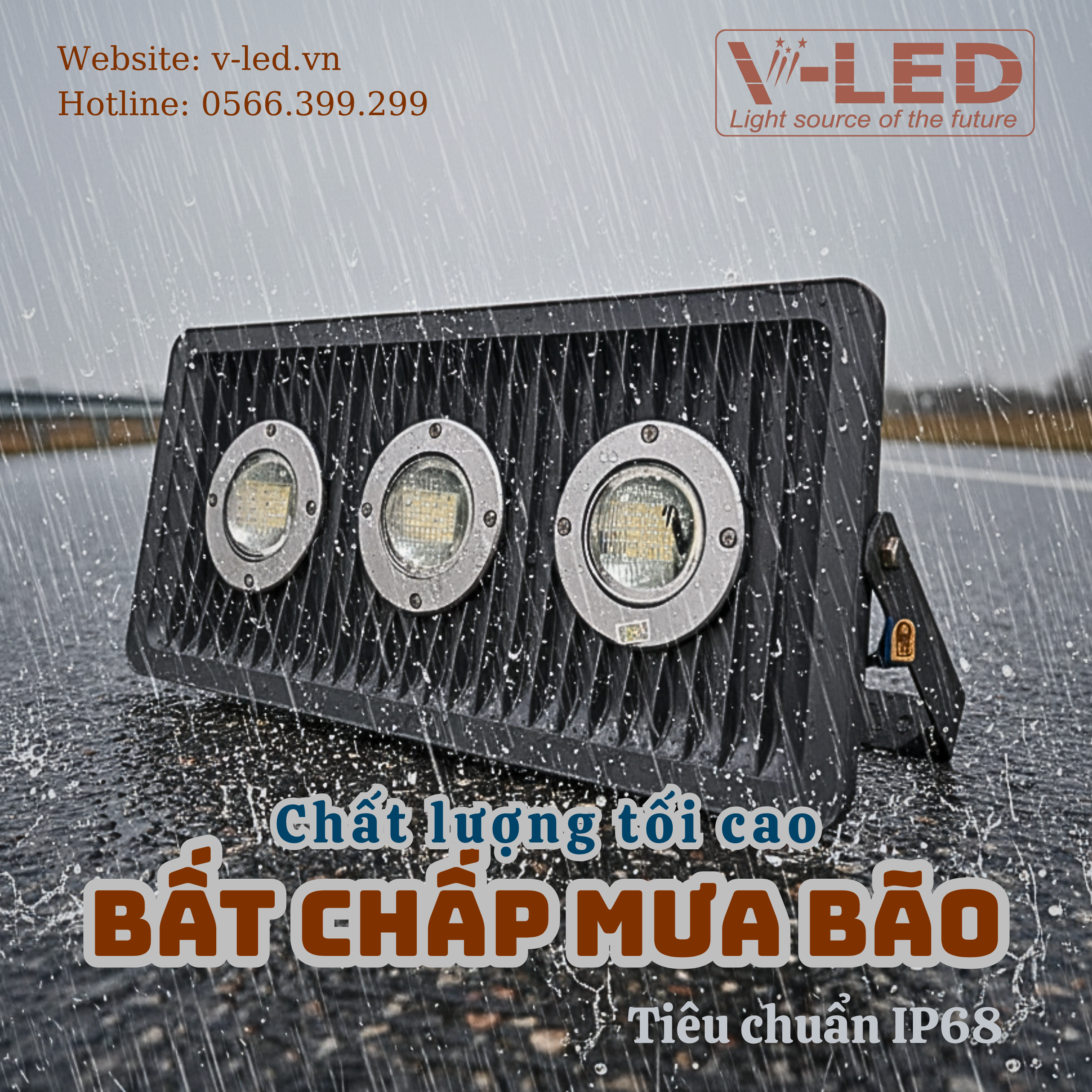 Đèn pha năng lượng mặt trời chống nổ 100W cao cấp V-Led - Ảnh 5