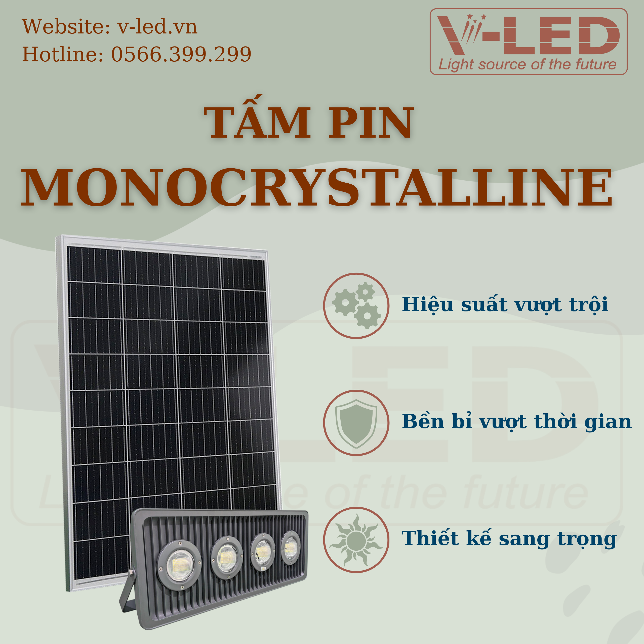 Đèn pha năng lượng mặt trời chống nổ 100W cao cấp V-Led - Ảnh 4