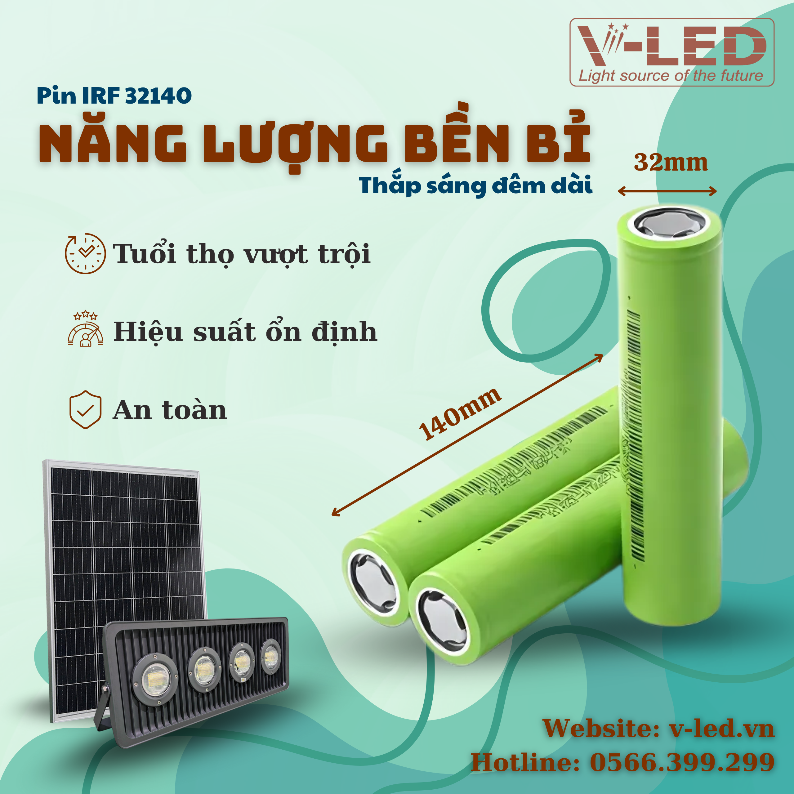 Đèn pha năng lượng mặt trời chống nổ 100W cao cấp V-Led - Ảnh 10