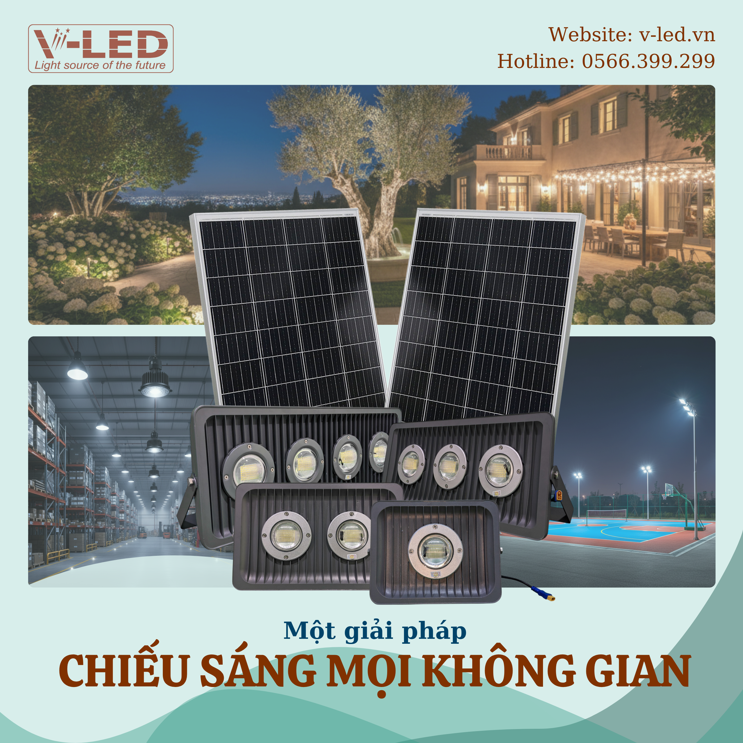 Đèn pha năng lượng mặt trời chống nổ 100W cao cấp V-Led - Ảnh 7