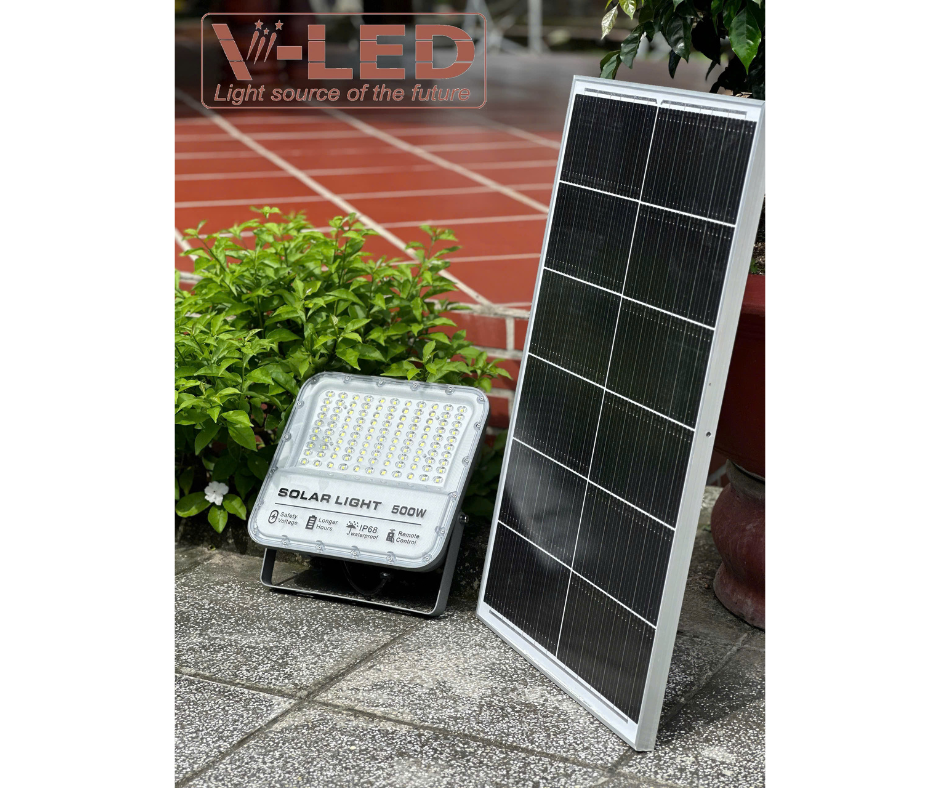 Đèn pha năng lượng mặt trời V-Led mắt ngọc 500W (Led 5054) - Ảnh 7
