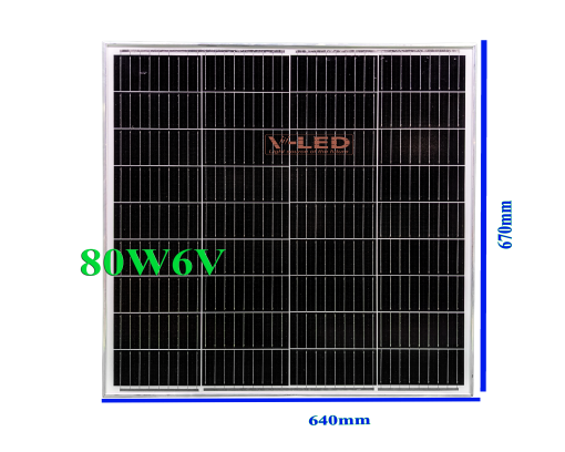 Tấm pin năng lượng mặt trời mono 80w 6v chính hãng v-led