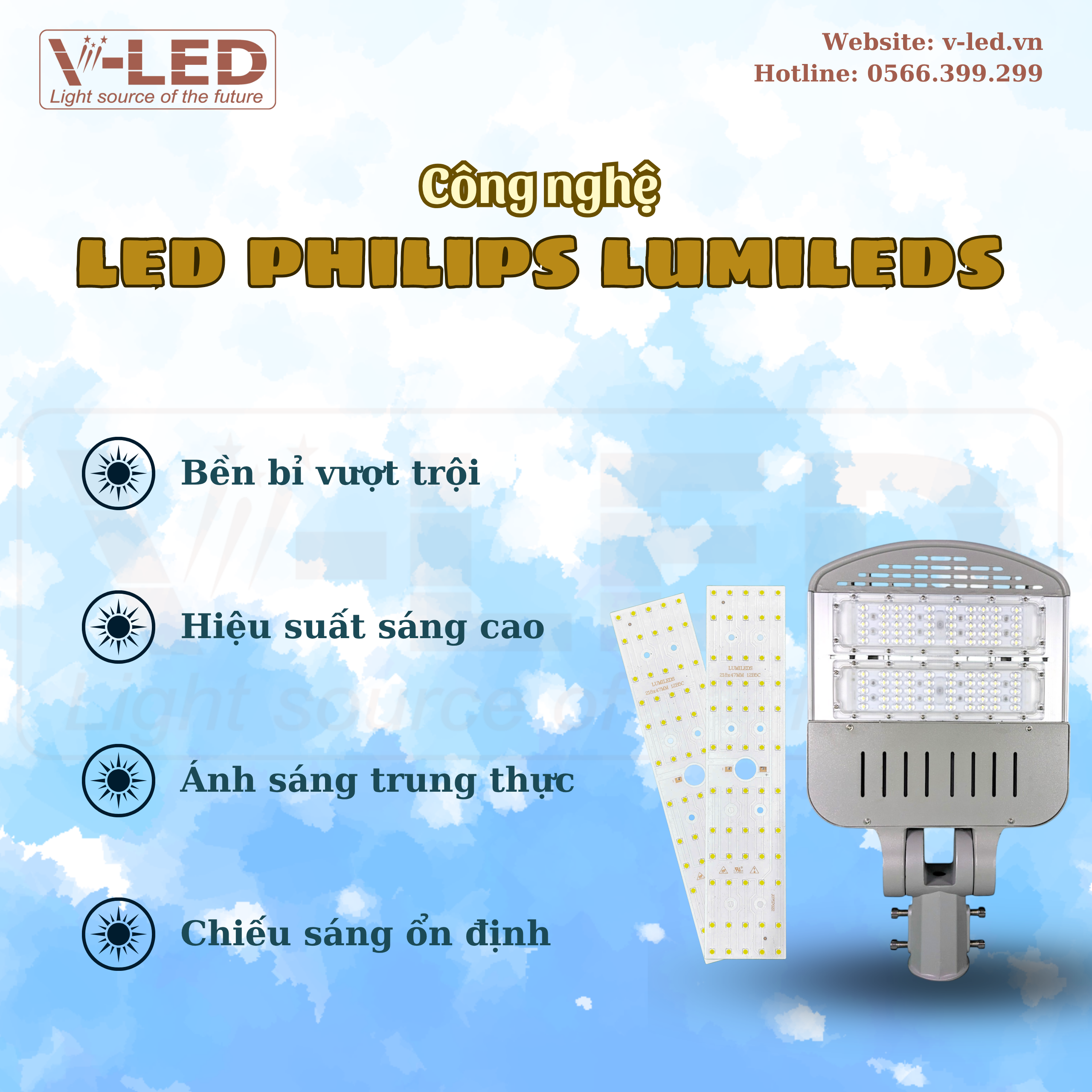 Đèn đường NLMT V-LED cao cấp F100 Philips - Ảnh 6