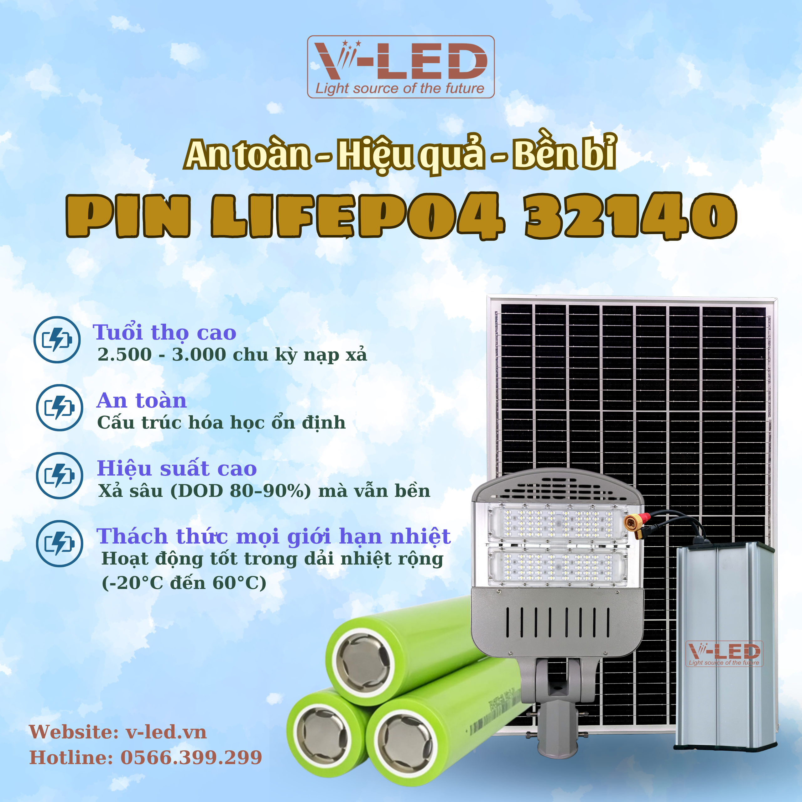 Đèn đường NLMT V-LED cao cấp F100 Philips - Ảnh 7