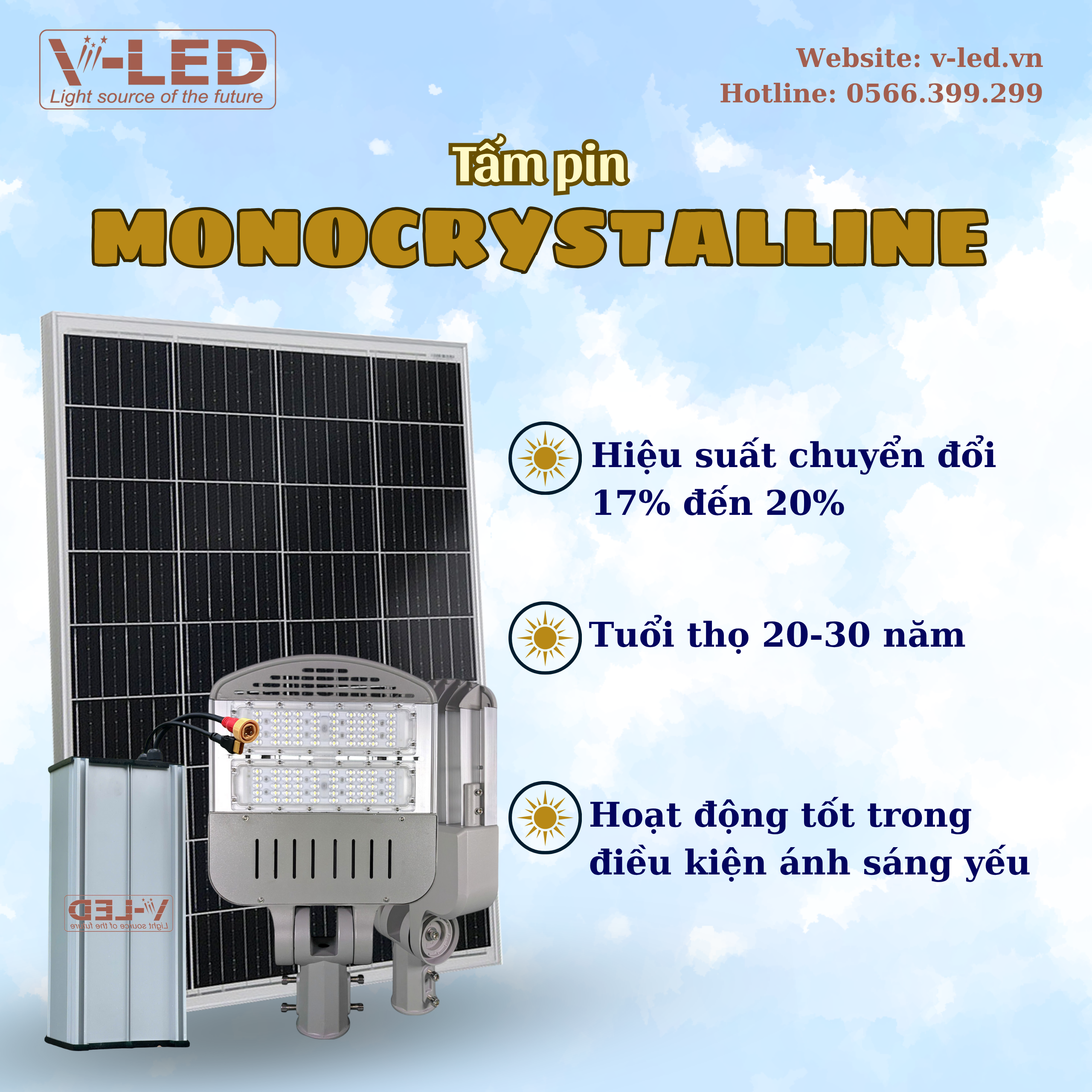 Đèn đường NLMT V-LED cao cấp F100 Philips - Ảnh 3