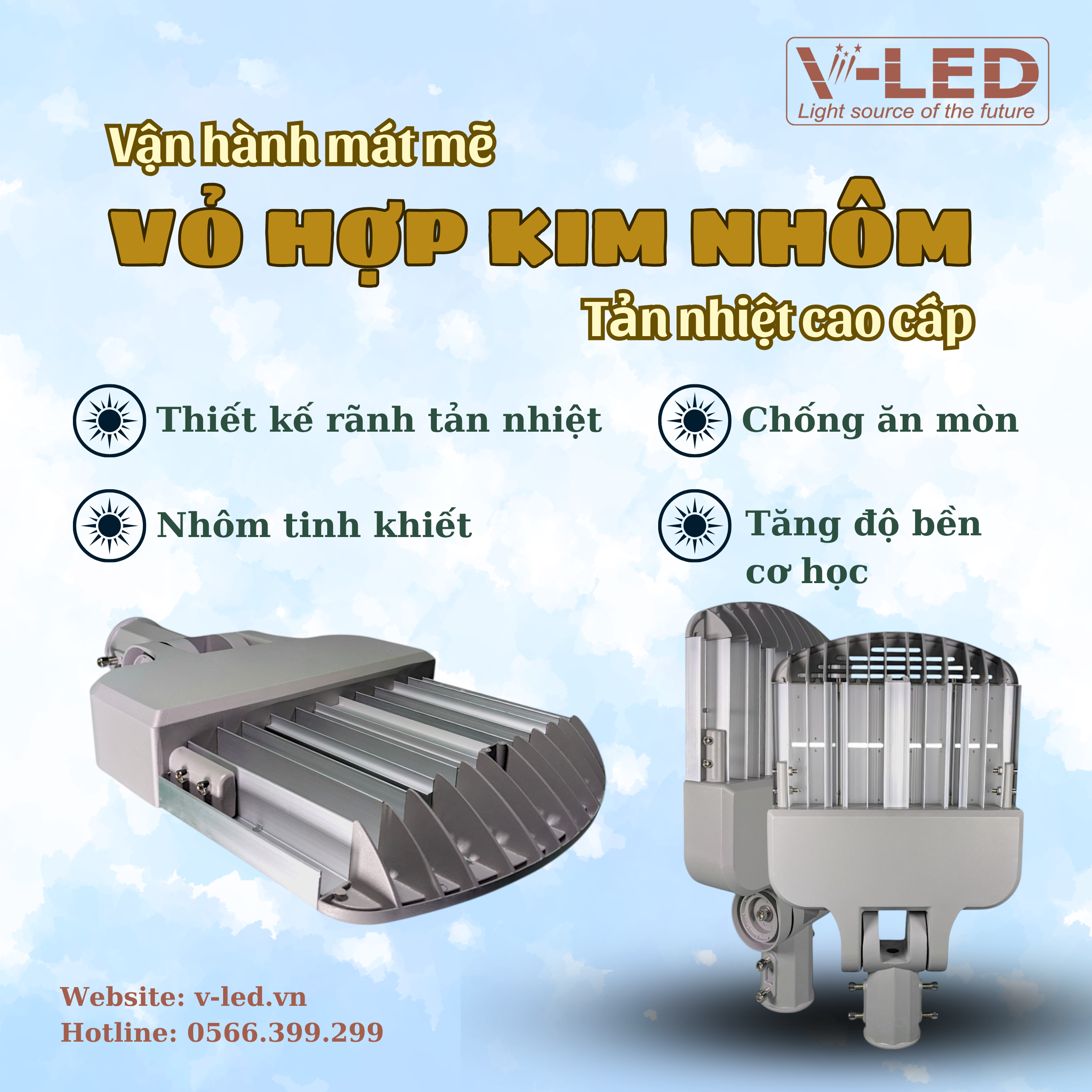 Đèn đường NLMT V-LED cao cấp F100 Philips - Ảnh 5