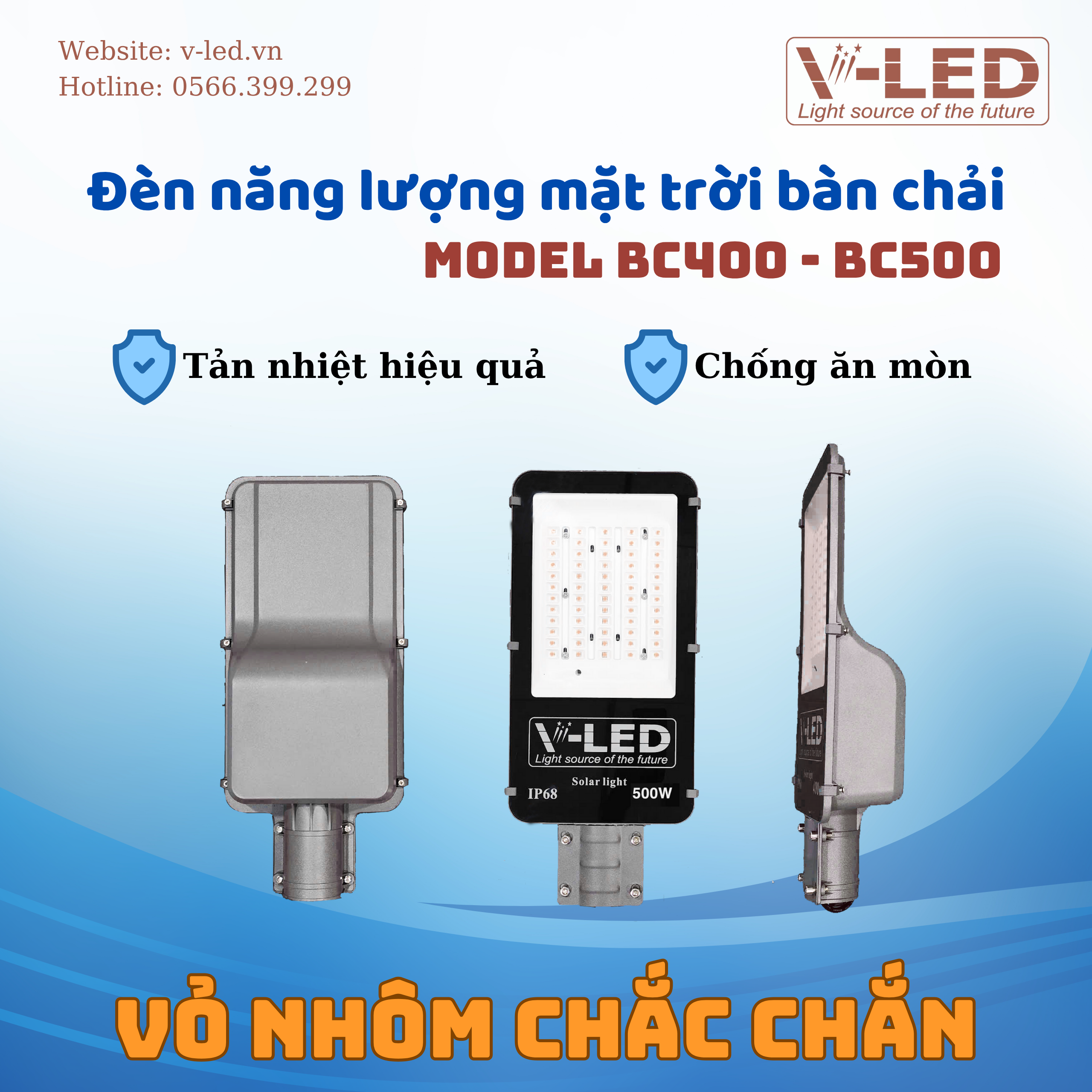 Đèn bàn chải năng lượng mặt trời V-LED 500W - Ảnh 7