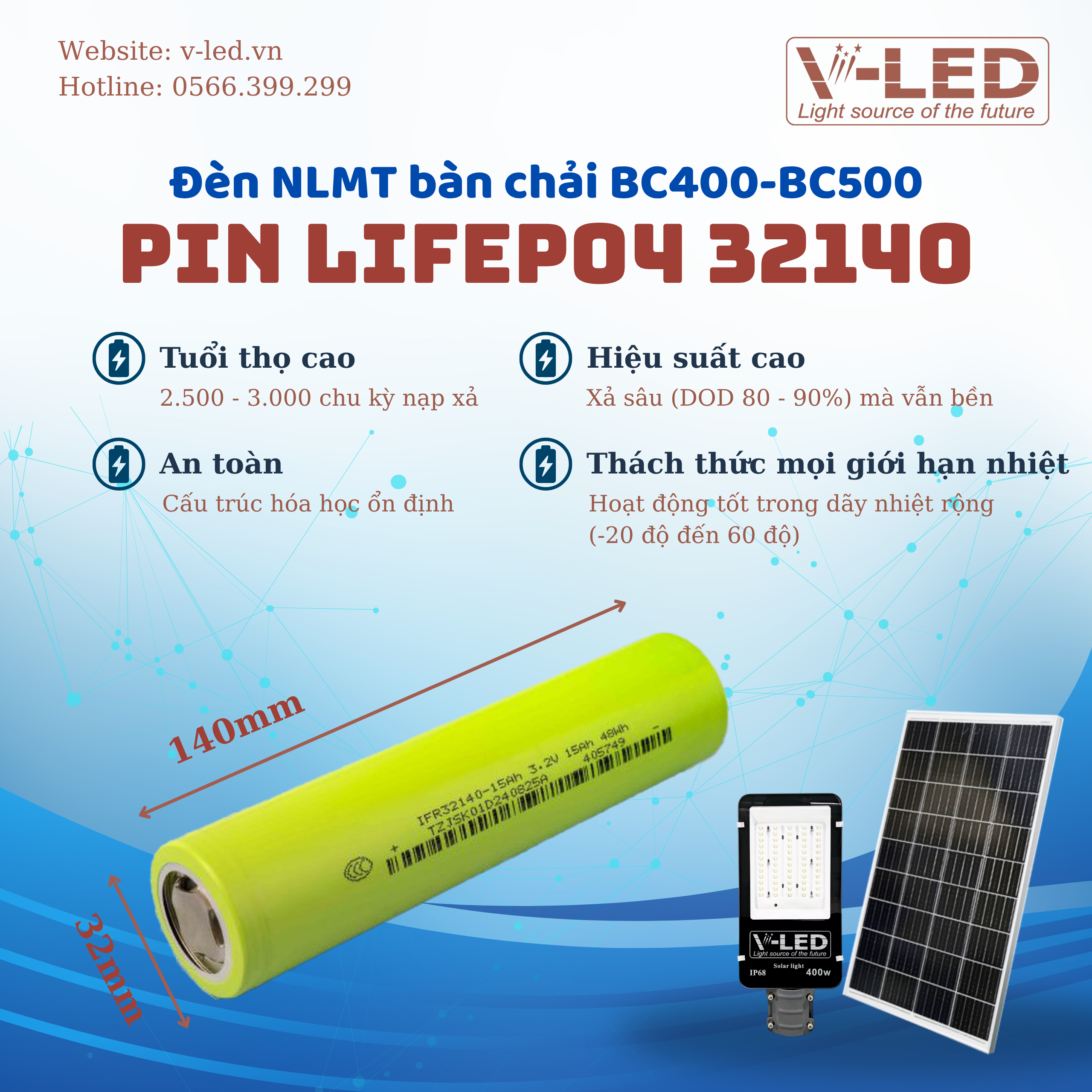 Đèn bàn chải năng lượng mặt trời V-LED 500W - Ảnh 9