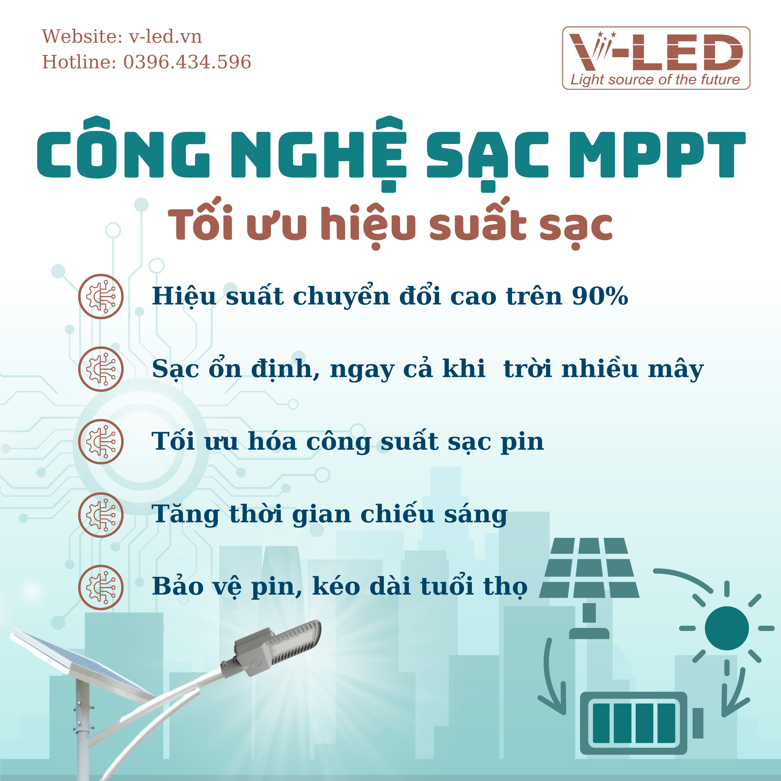 Đèn đường năng lượng mặt trời V-LED S40W - Ảnh 9