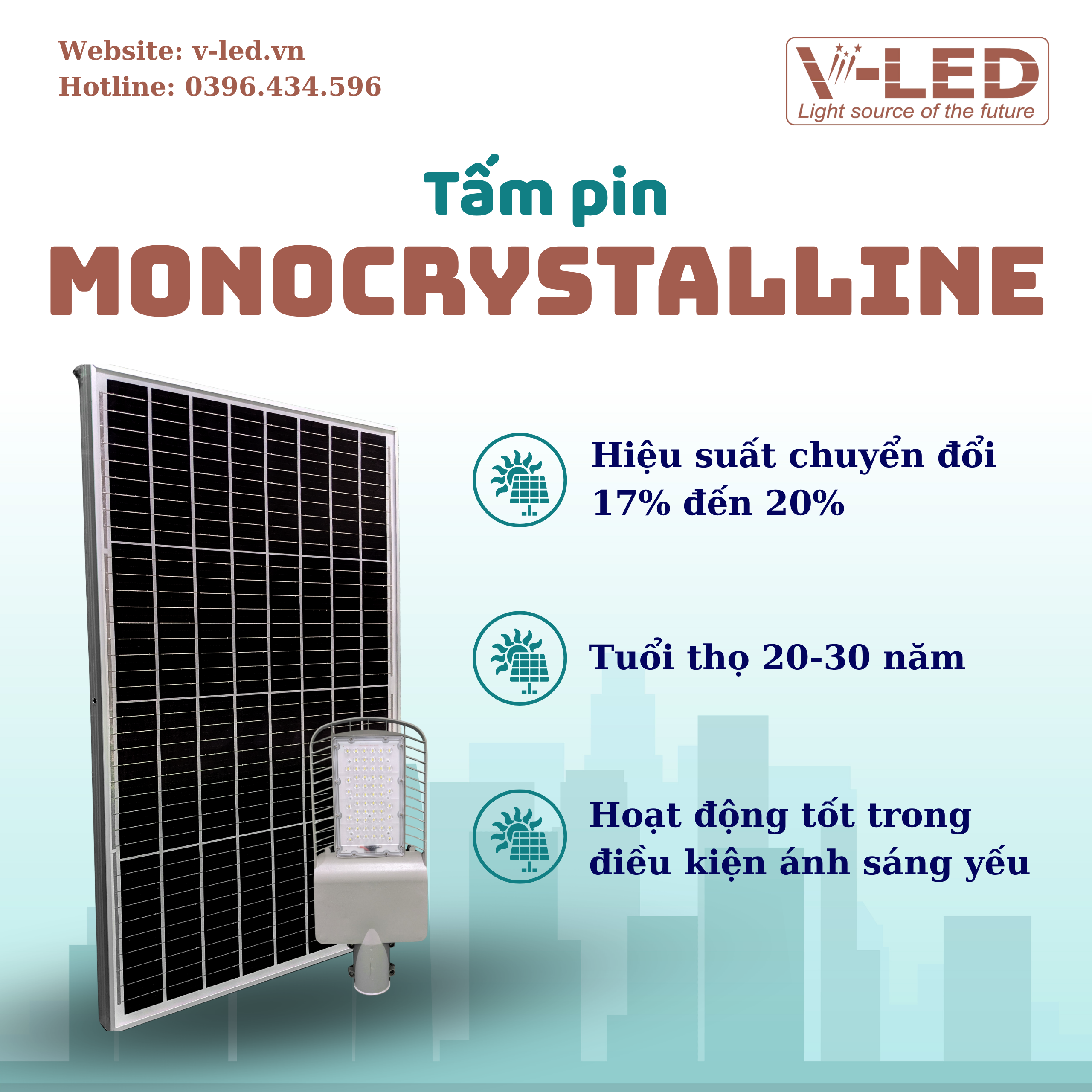 Đèn đường năng lượng mặt trời V-LED S40W - Ảnh 4